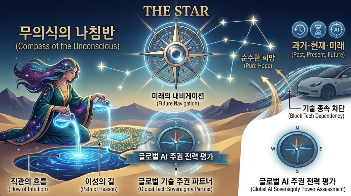 AI 타로 시뮬레이터가 분석하는 무의식의 상징과 운명 내비게이션 인포그래픽