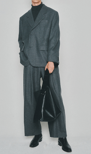 Italian Wool Flannel Twill Blazer (Italian Fabric)_ Grey