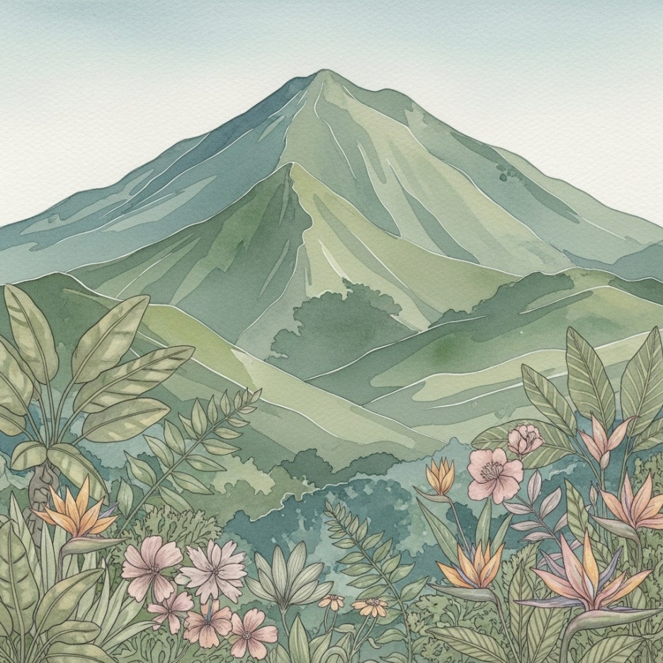 마나도의 웅장한 자연과 열대 식물들