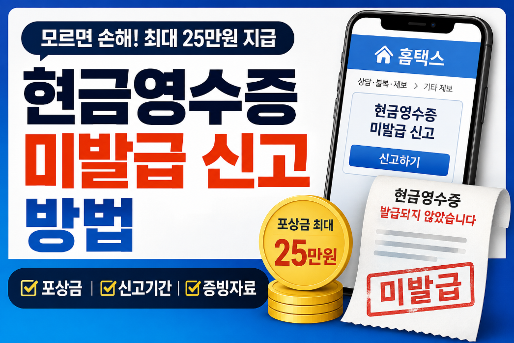 현금영수증 미발급 신고 방법|포상금·신고기간·증빙자료