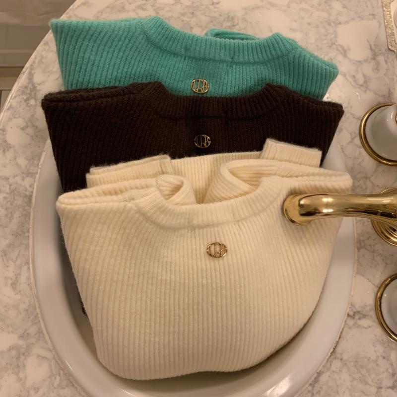 자체제작 클라우드 여성 겨울 코튼 라운드 루즈핏 크롭 니트 니쥬 골지 니트 3c