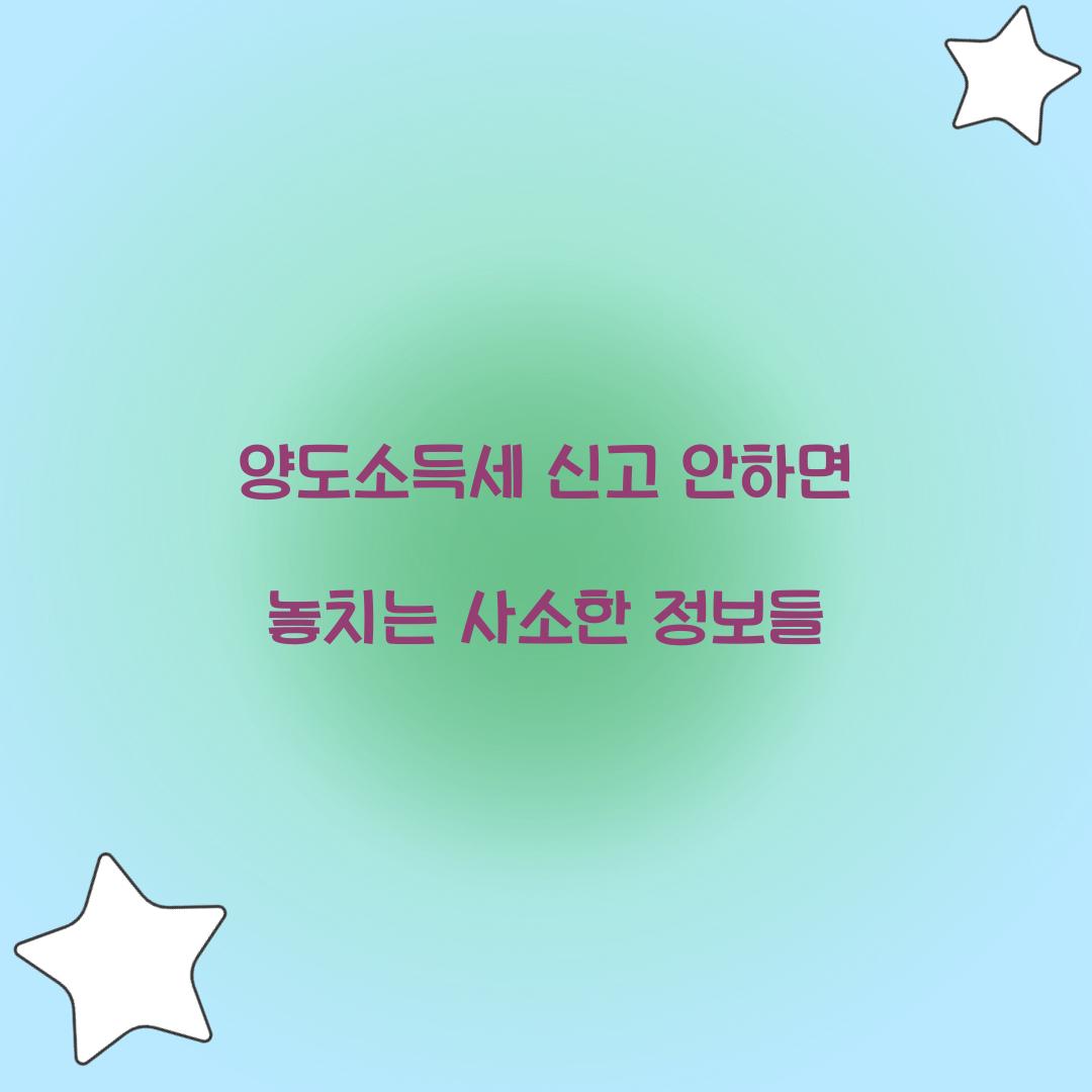 양도소득세 신고 안하면