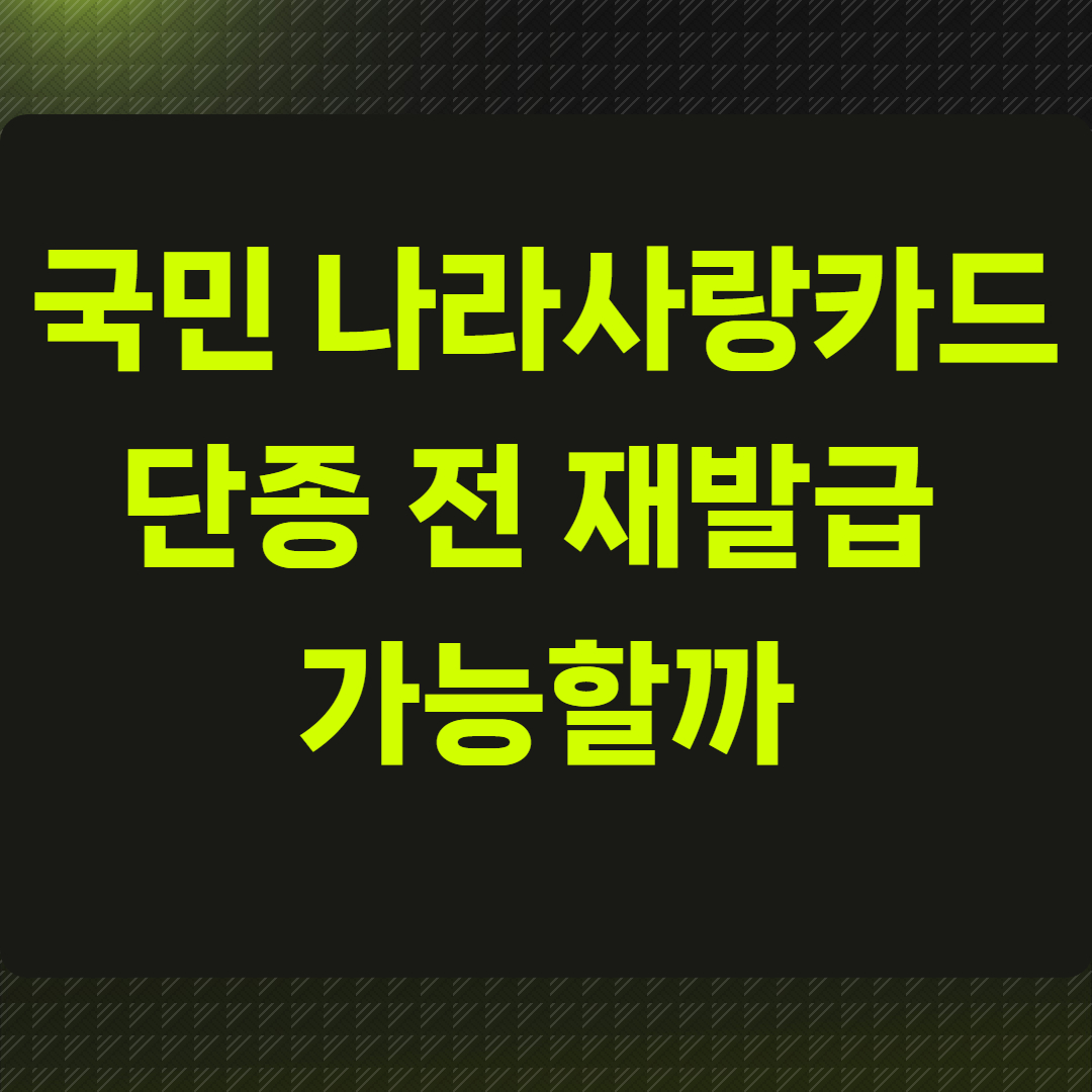 국민 나라사랑카드 단종 전 재발급 가능할까