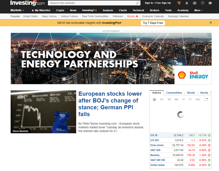 야후 파이낸스 (finance.yahoo.com) 홈페이지