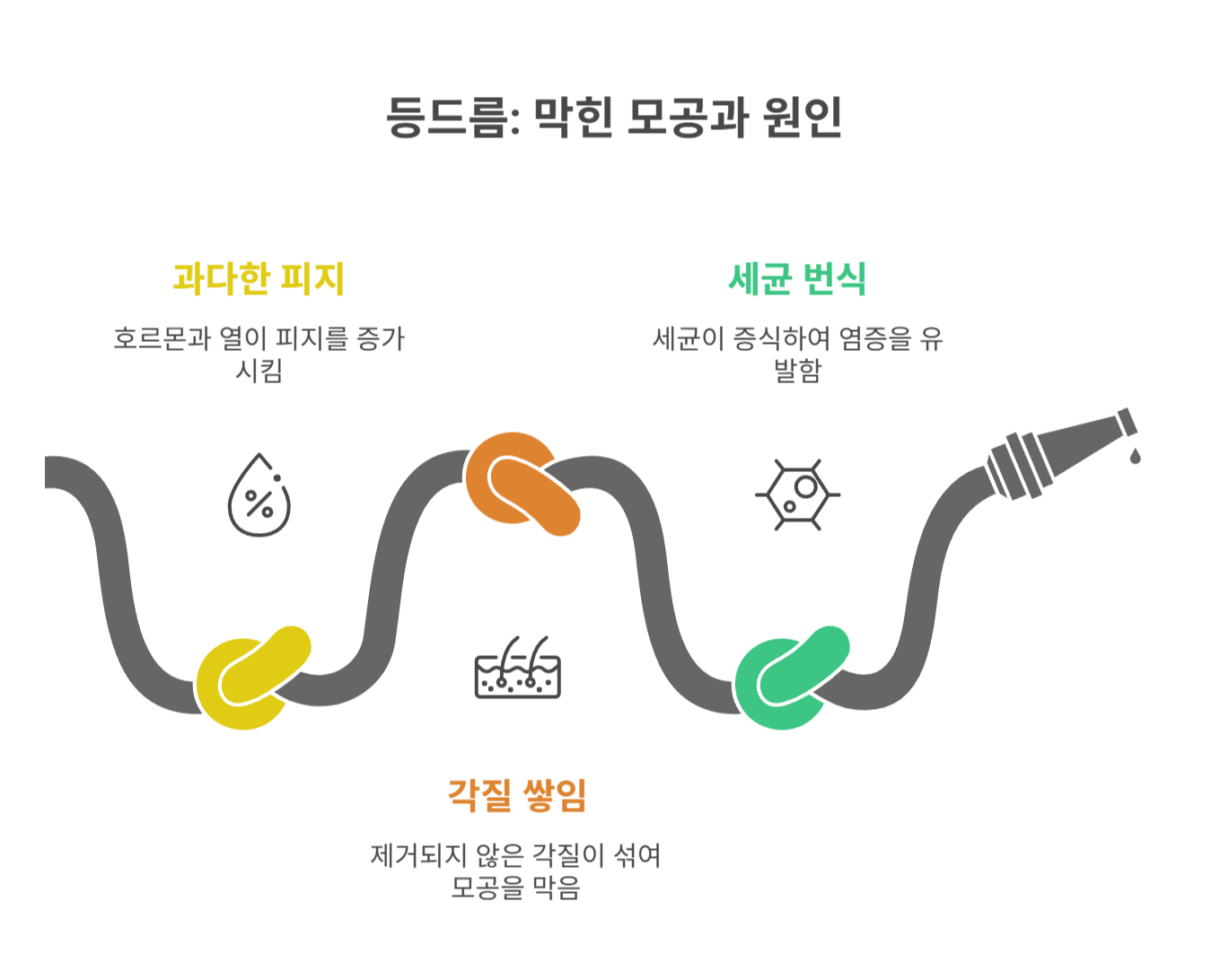 등드름의 주요 원인과 모공 막힘의 관계