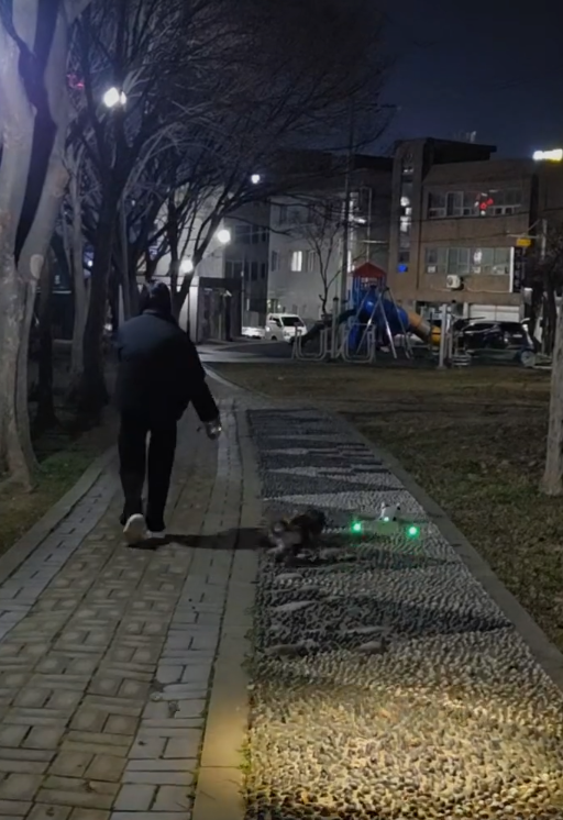 DJI미니4프로 야간 테스트비행, 드론이랑 까망이랑 함께 첫 산책