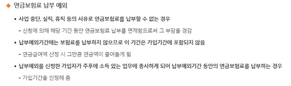 국민연금 가입대상, 가입자 구분, 연금보험료 부과 기준, 납부기간 납부유예