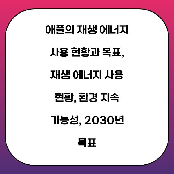 애플의 재생 에너지 사용 현황과 목표