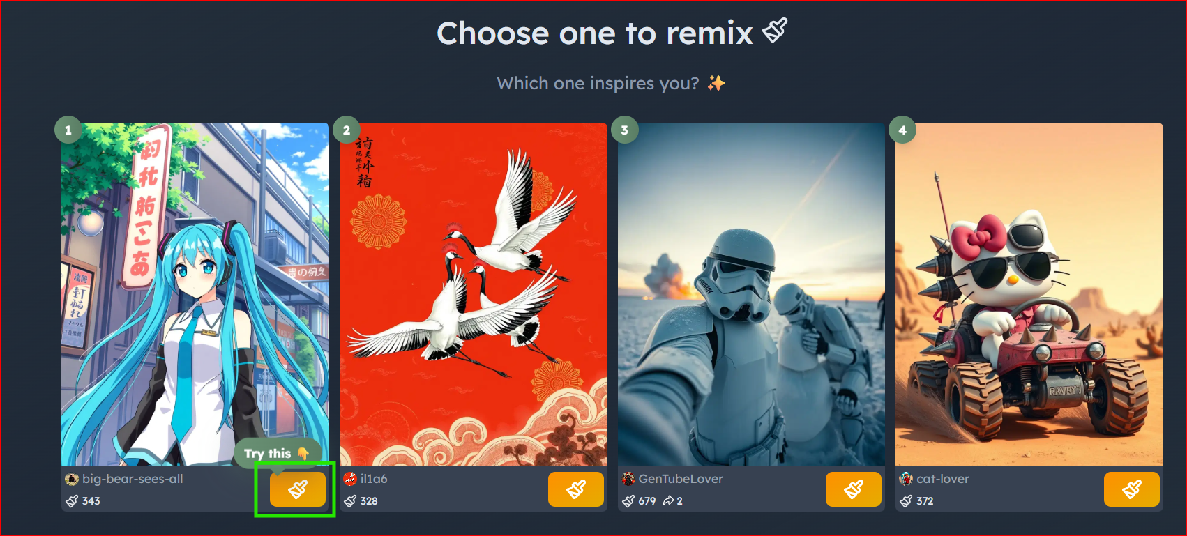 alt="기존 이미지를 활용하여 나만의 콘텐츠를 재창작하는 기능"
