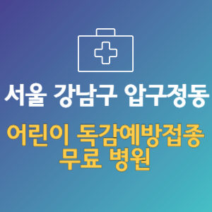 서울 강남구 압구정동 어린이 독감예방접종 무료 병원