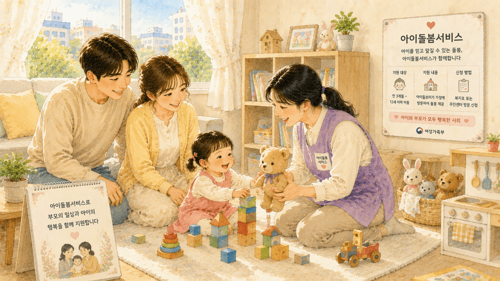 출산&middot;육아 정부지원 마스터 ❘ 16편 &middot; 아이 돌봄 서비스 - 지원대상 &middot; 이용요금 &middot; 신청기간 &middot; 신청방법 &middot; 제출서류 &middot; 서비스종류 &middot; 이용절차 &middot; 추가지원 &middot; 다자녀외 특례까지