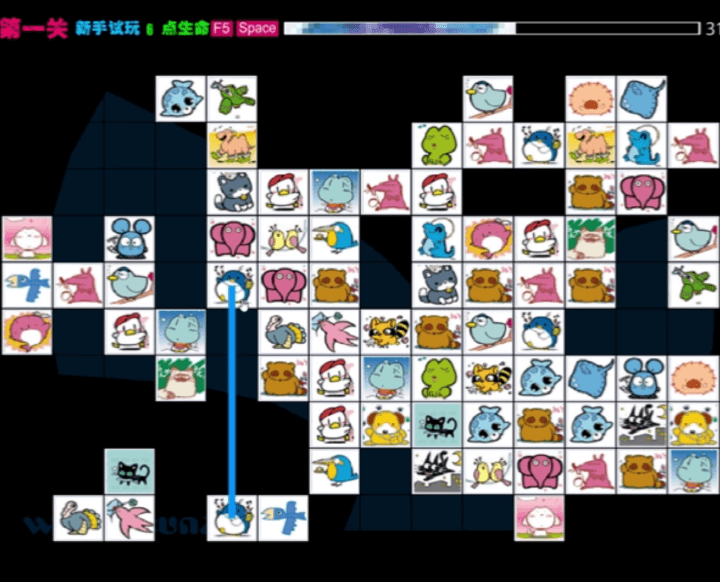 동물-연결-사천성-플래시게임-플레이-같은-그림의-동물을-연결하는-화면