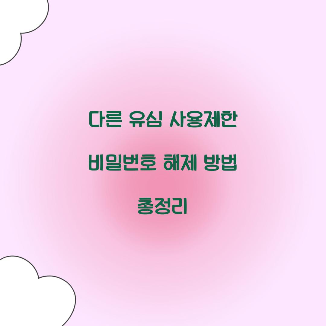 다른 유심 사용제한 비밀번호