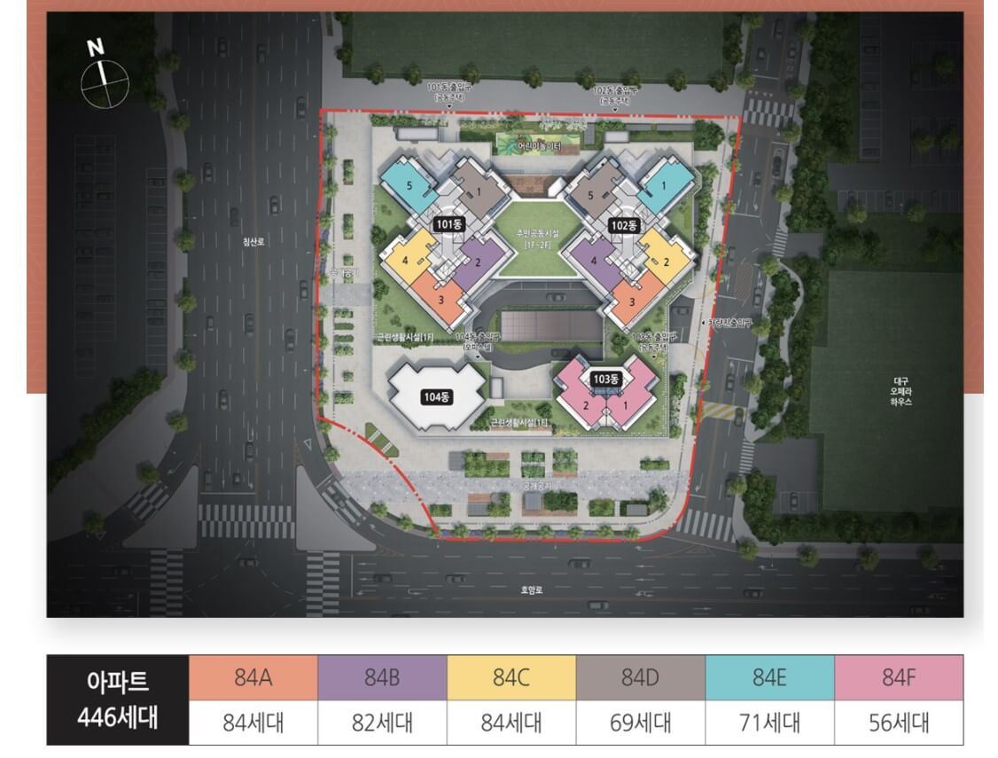 대구 호반써밋 하이브파크 단지배치도