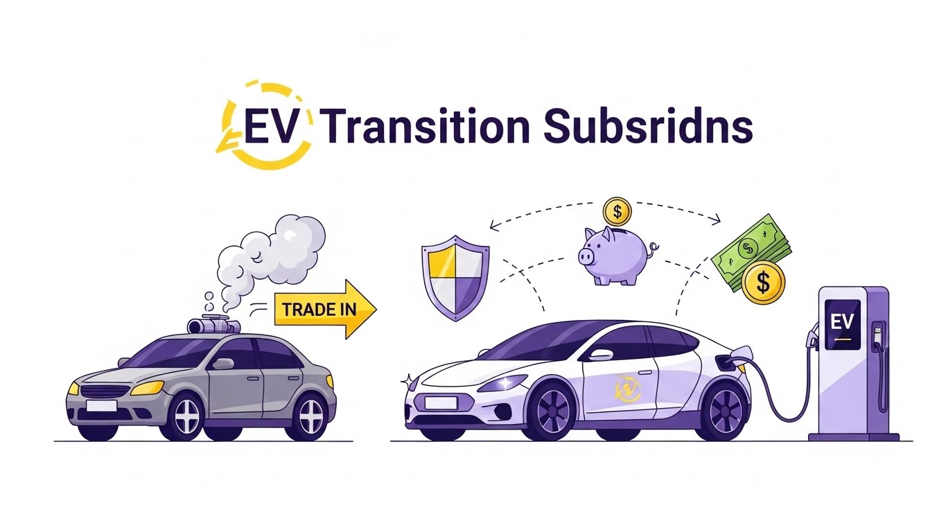 노후 내연기관차를 전기차로 전환 시 받을 수 있는 정부 지원금과 혜택을 나타내는 인포그래픽