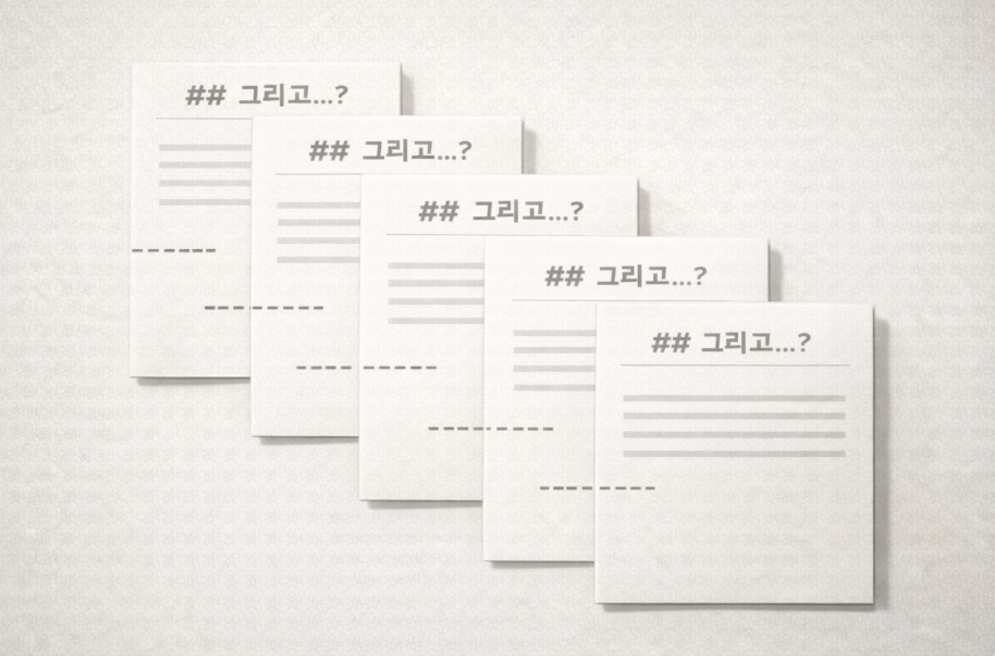 기록 없이 같은 내용을 반복하는 블로그 구조를 표현한 이미지