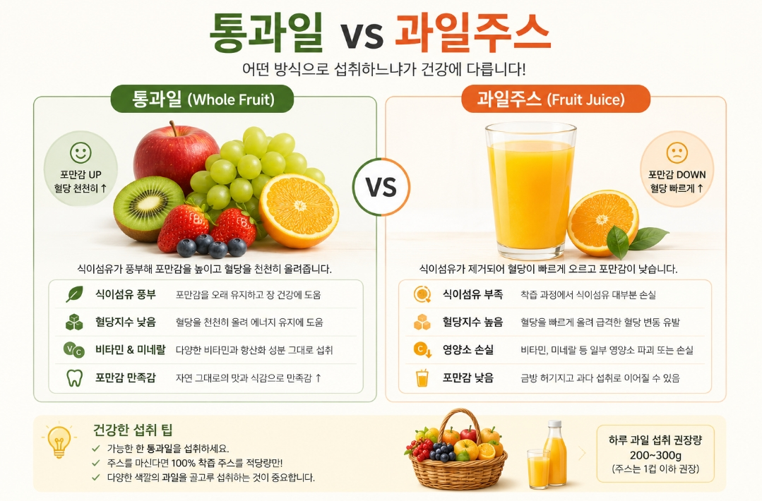 생과일 VS 고일주스 섭취 비교