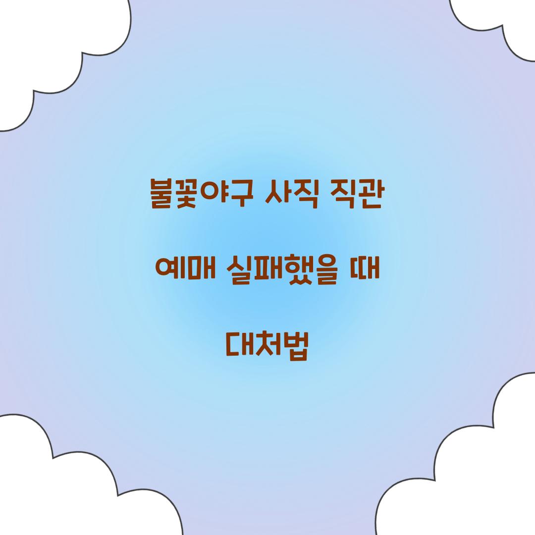 불꽃야구 사직 직관 예매 실패했을 때 대처법