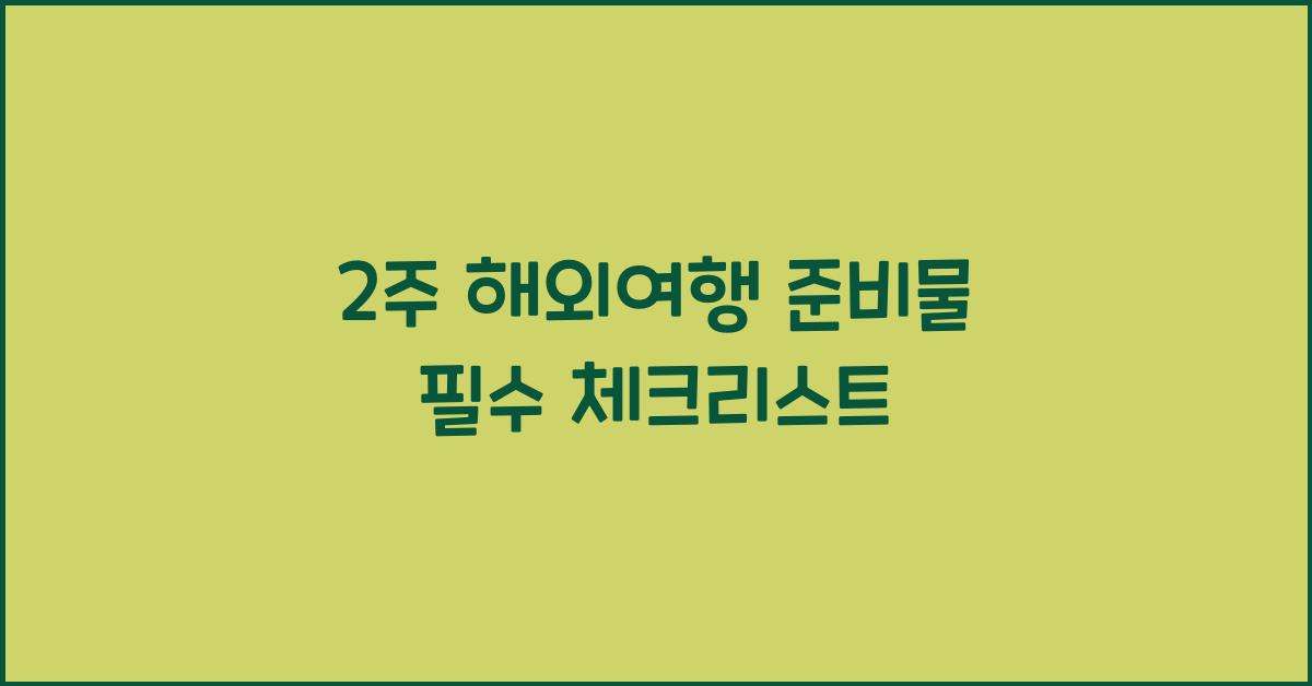 2주 해외여행 준비물