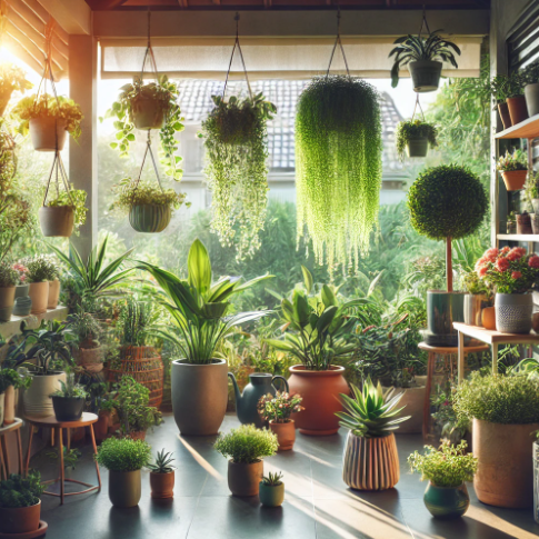 베란다 식물과 실내 식물 이미지