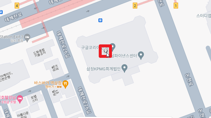 구글 코리아 본사의 대략적인 위도와 경도 확인 -1