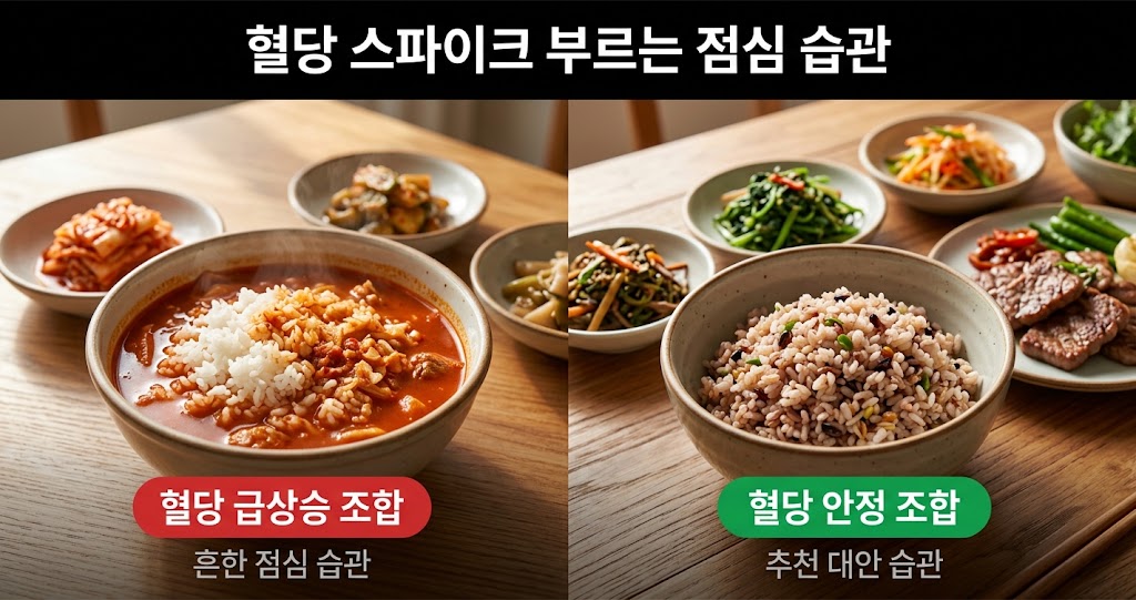 혈당 스파이크 부르는 흰쌀밥 국물 점심 조합과 대안
