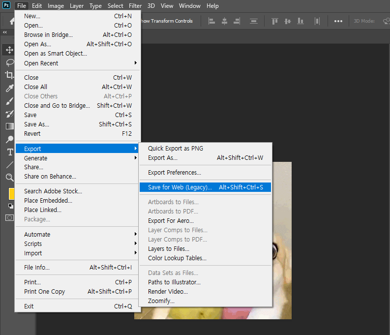 포토샵 GIF 파일 저장하기