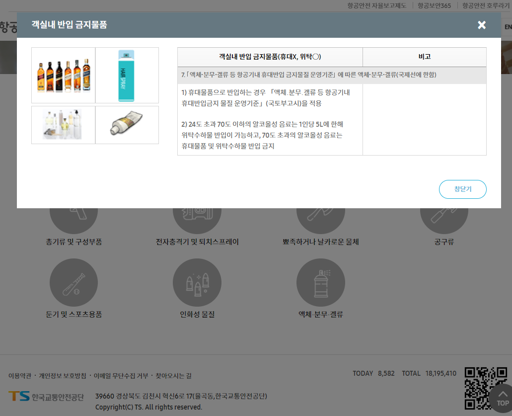 기내반입 금지물품 약채류