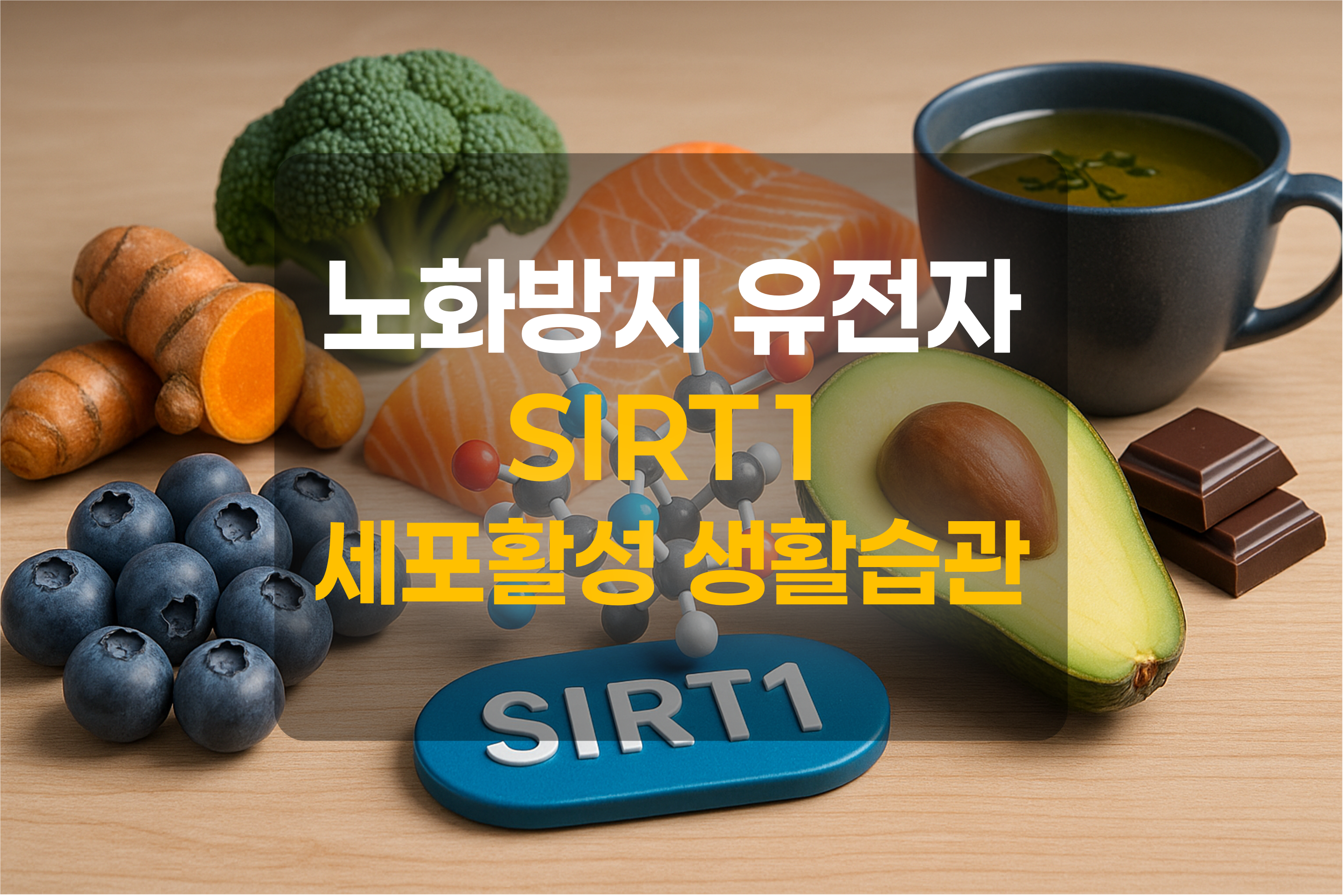 노화방지에 좋은 음식을 표현한 그림