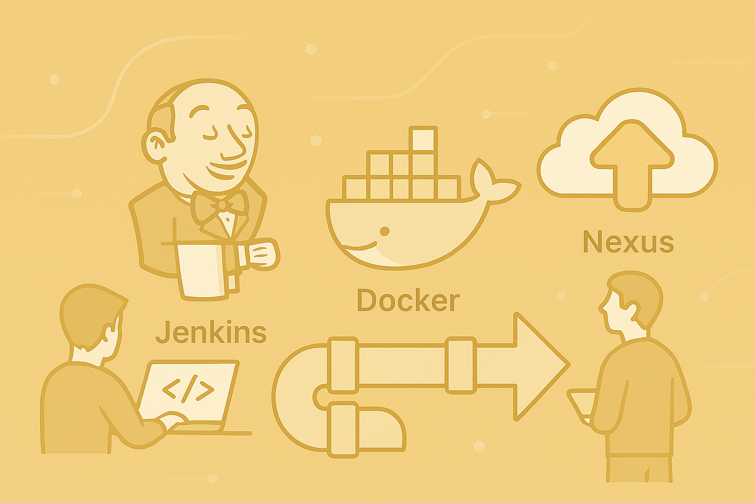 추상적 도구들이 서로 교감하며 흐름을 형성하는 IT 생태계를 부드럽게 표현