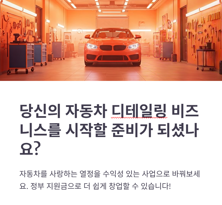 디테일링샵 창업 종류와 정부 정책자금 활용 방안은?