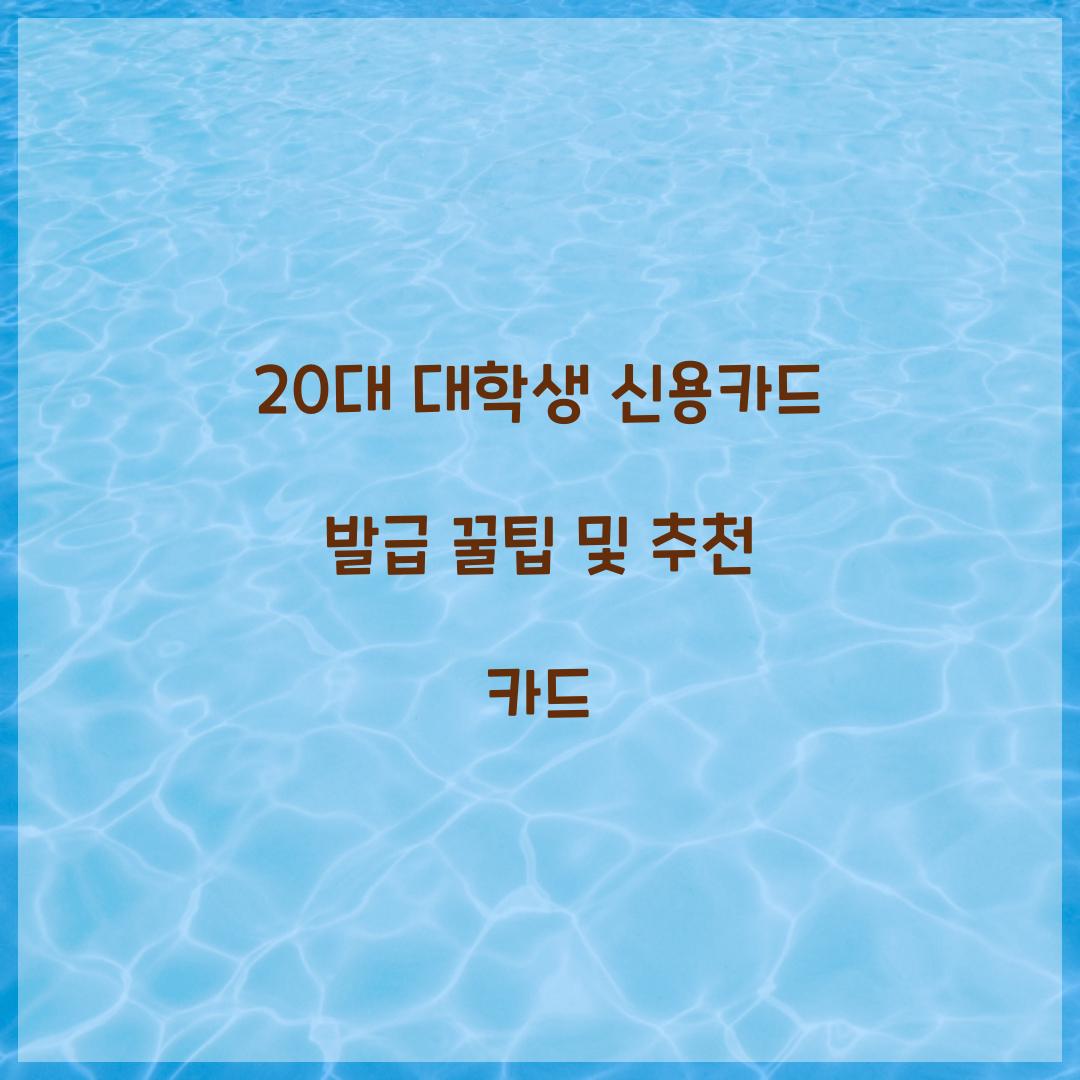 20대 대학생 신용카드 발급