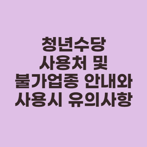 청년수당 불가업종