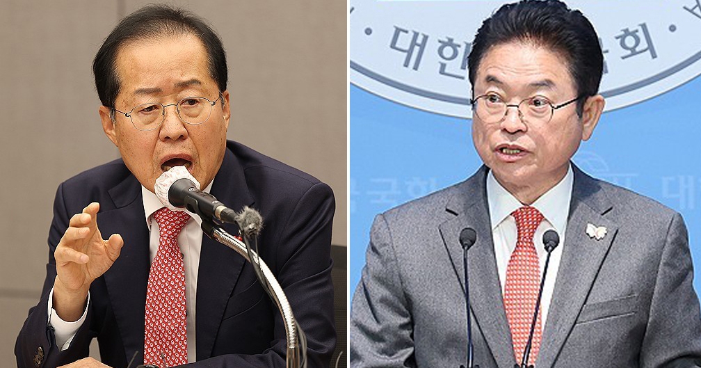 홍준표 대구시장(왼쪽)과 이철우 경북도지사