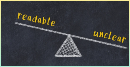 가독성을 중요시하지 않고 치우친 중심에 대한 이미지