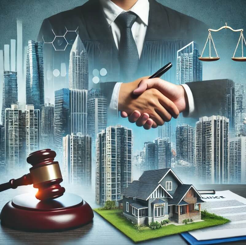 악수하는 손과 부동산