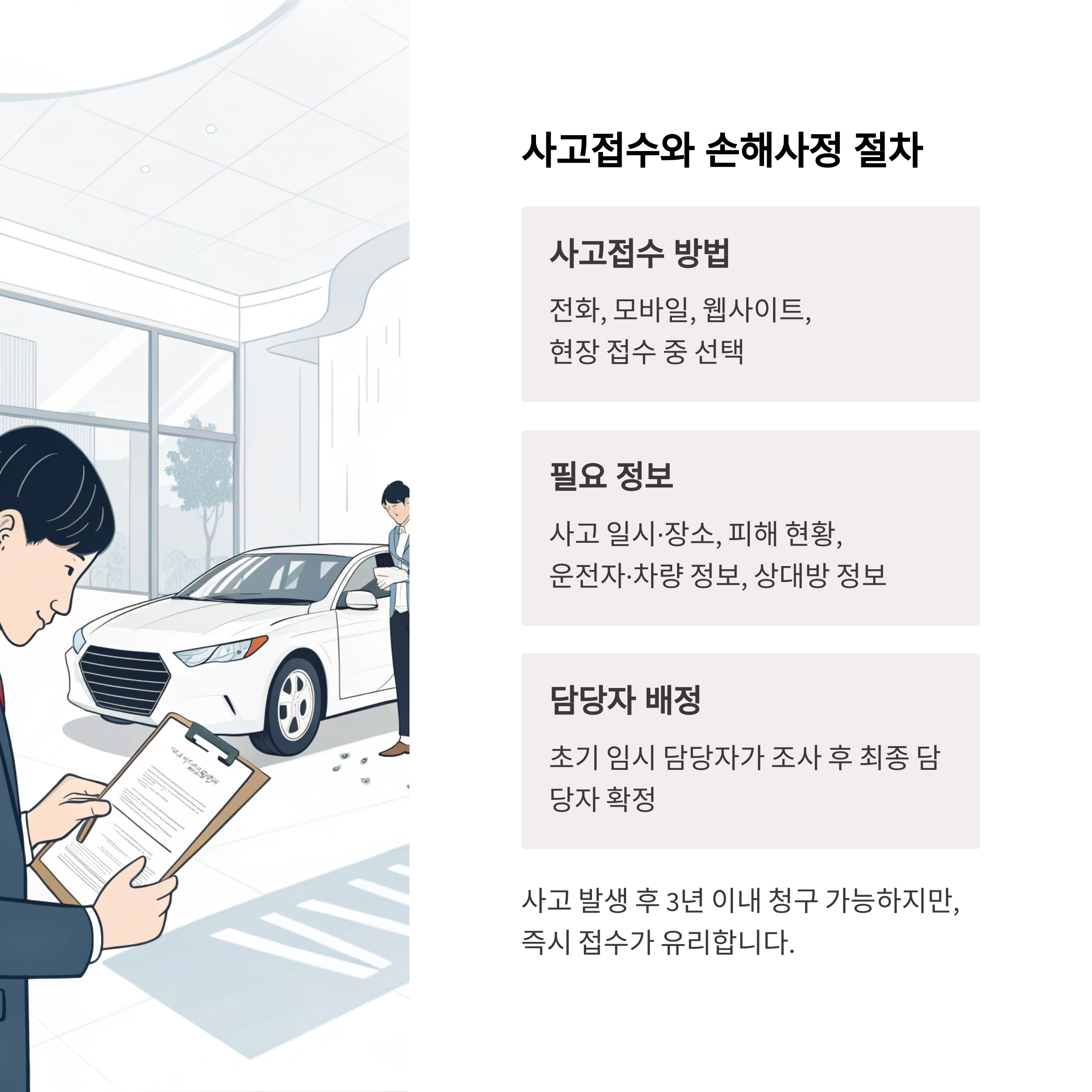 사고접수는 가능한 한 빨리, 정확히 진행