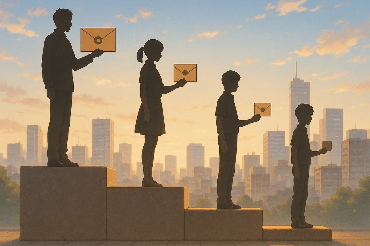 2025년 민생회복지원금 소득별 차등 지급 체계를 보여주는 인포그래픽 - 4단계 구조와 지급 금액이 한눈에 보이는 디자인