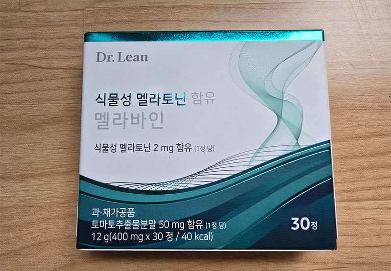 Dr. Lean 식물성 멜라토닌 함유 멜라바인 제품 박스 정면