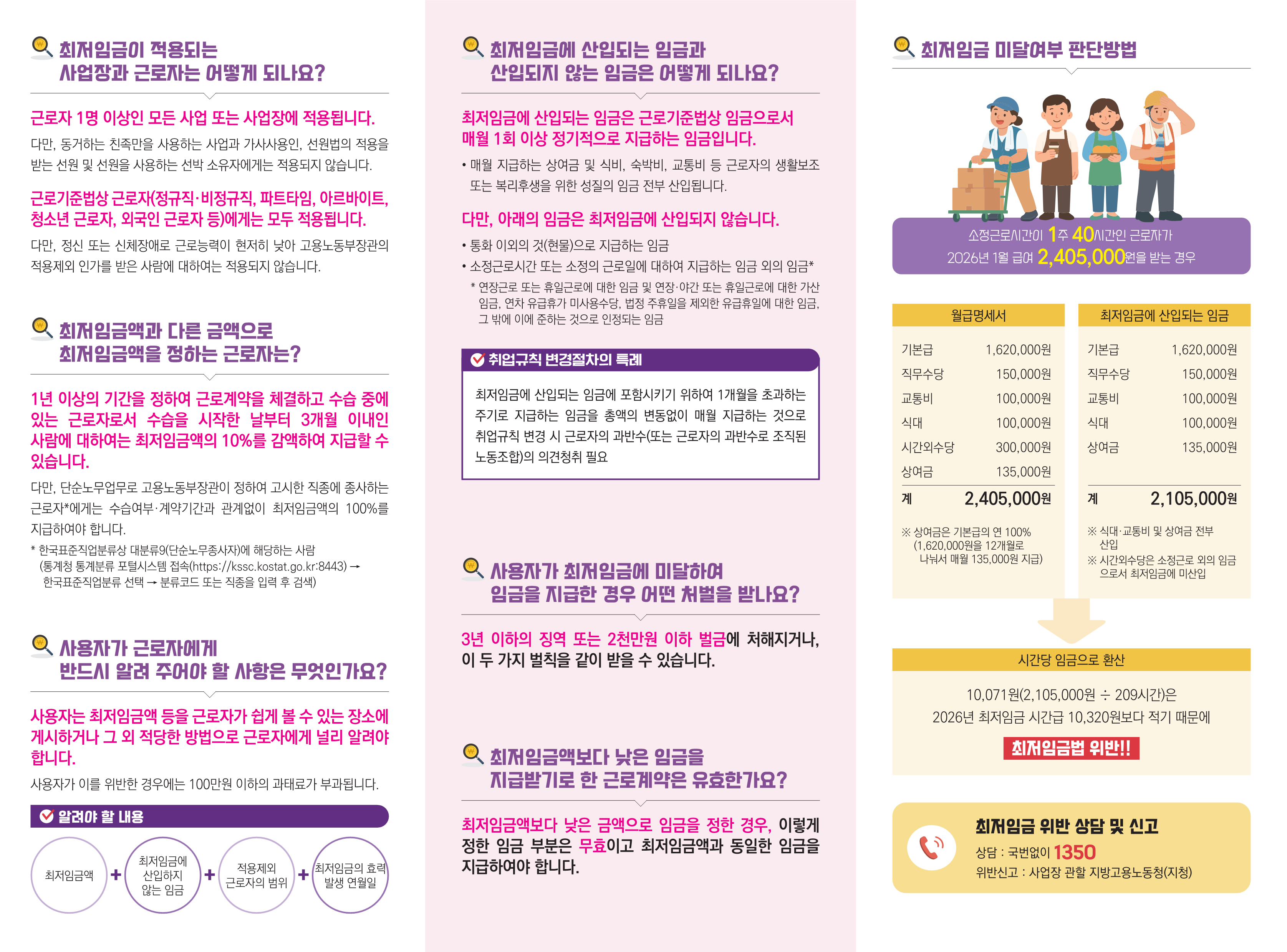 최저임금위원회 공식 누리집 2026 최저임금 고시 안내자료 리플렛