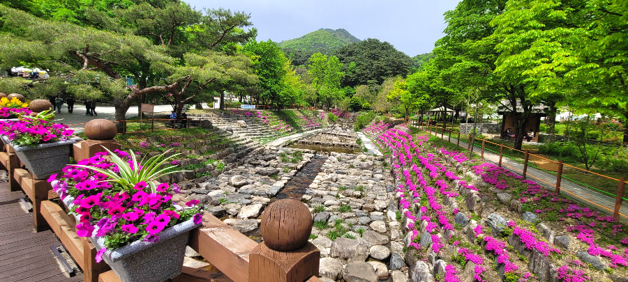용문산 관광지 강가