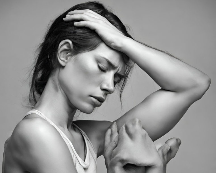 두통으로 힘들어 하는 여자 이미지_지압방법