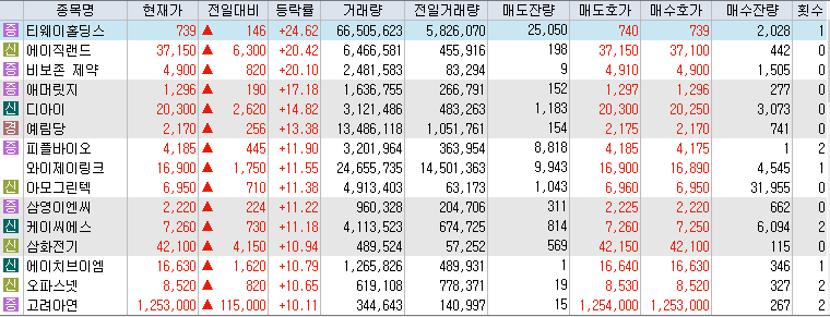 10월-25일-상승률-상위-종목-리스트-캡처-이미지