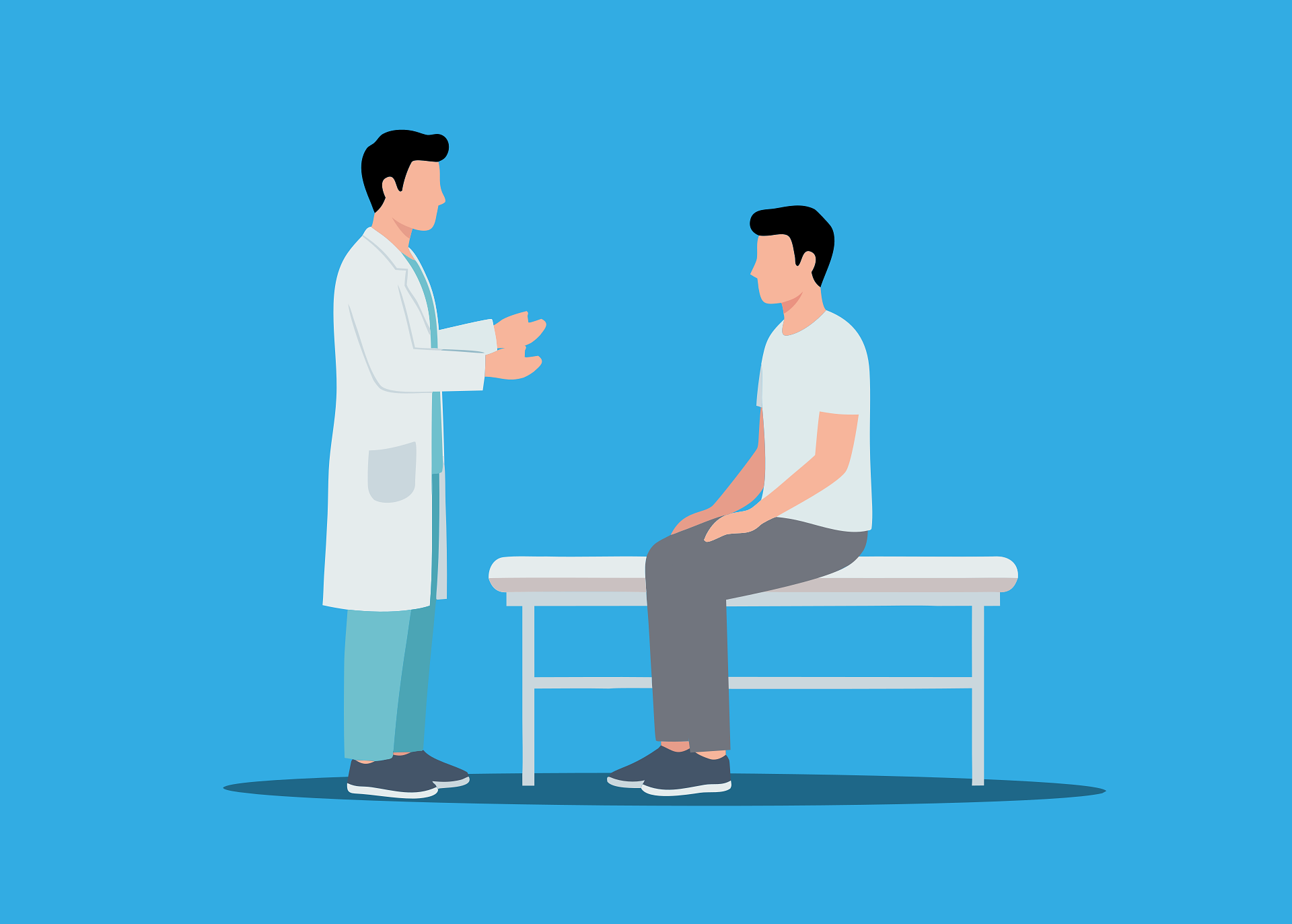 검사 후 의사가 환자에게 설명하는 장면