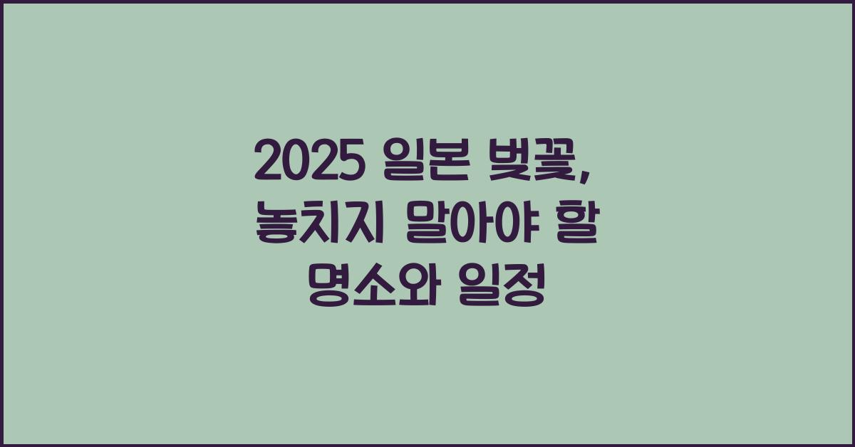 2025 일본 벚꽃