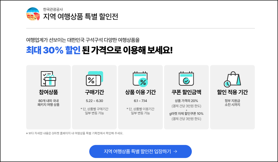 지역 여행상품 특별 할인