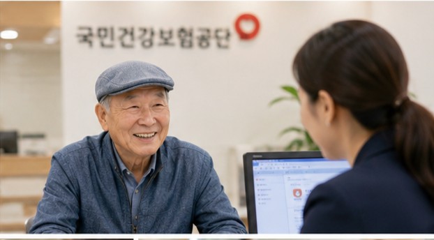 국민건강보험공단에서 의료보험료에 대해 문의하는 시니어