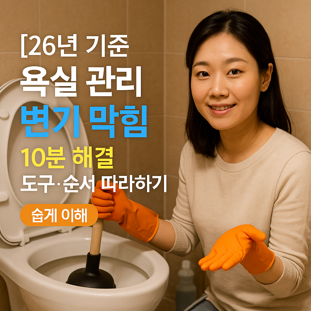 [26년 기준 욕실 관리] 변기 막힘 ｜ 10분 해결 도구&middot;순서 따라하기