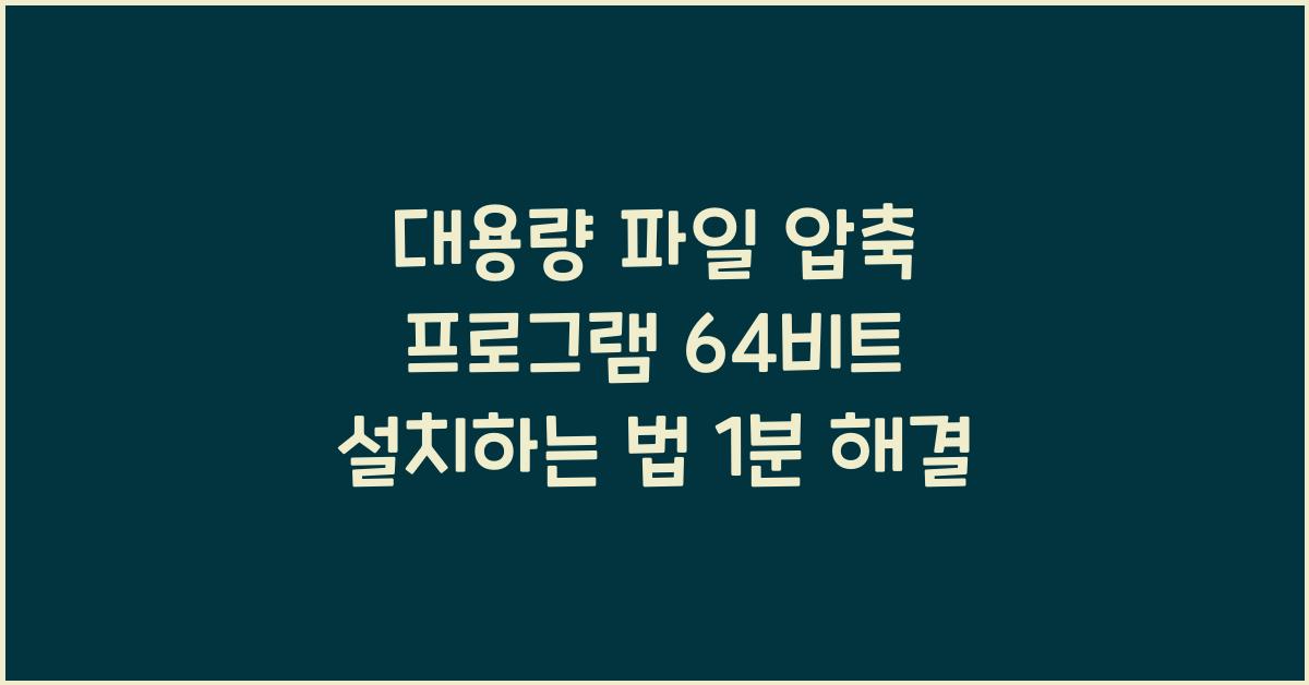 대용량 파일 압축 프로그램 64비트 설치하는 법