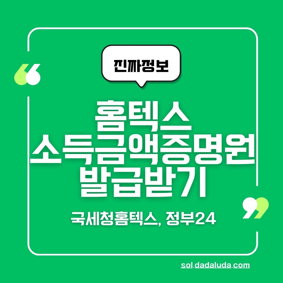 홈텍스 소득금액증명원 발급방법